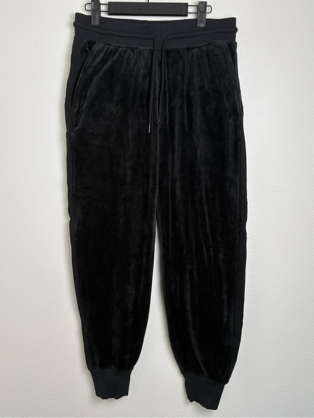 Champion Black Velour Sweatpants with Drawstring Size Medium